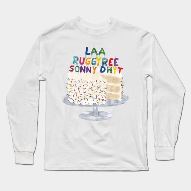 Birthday cake with Manx Gaelic candles Long Sleeve T-Shirt by Babban Gaelg